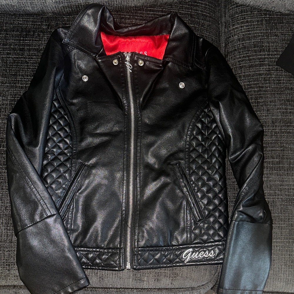 Guess Black Quilted Leather Jacket